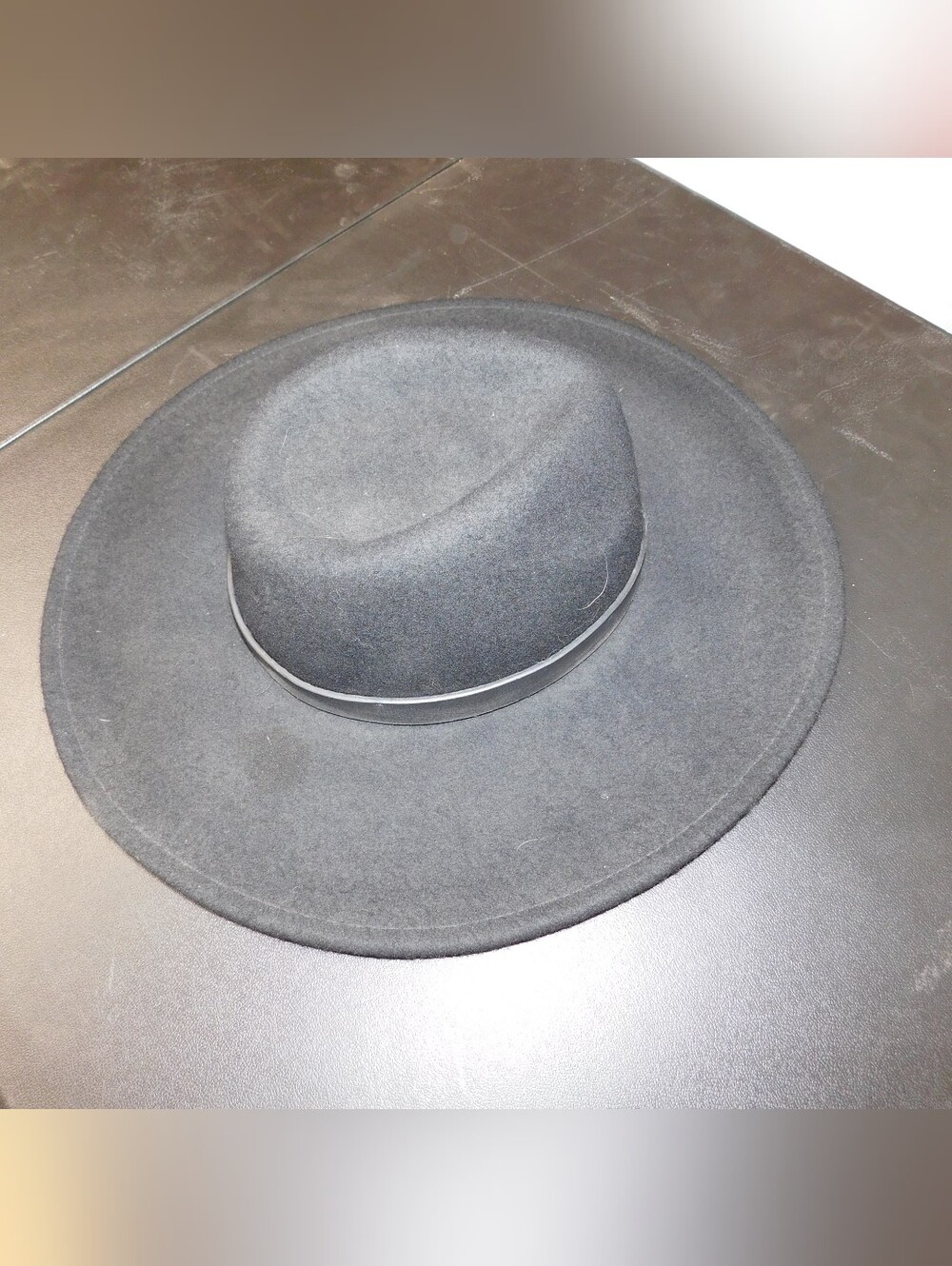 Black Wide-Brim Wool Hat